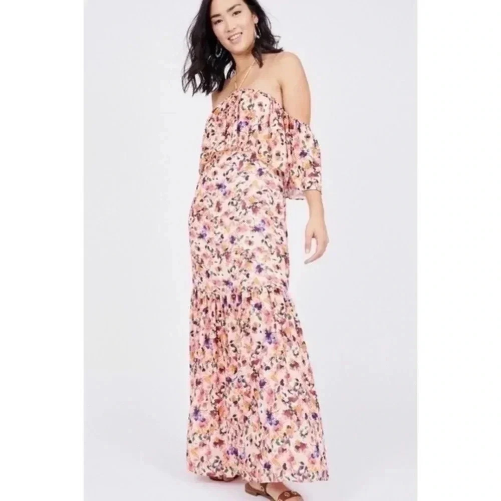 Catherine Malandrino off shoulder halter tiered dress medium
